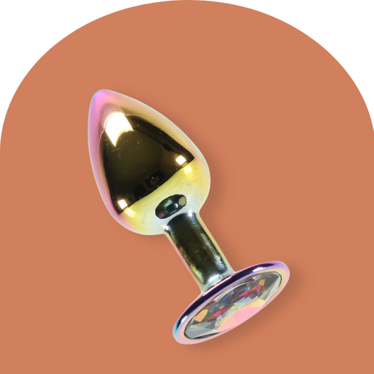 Small Butt Plug - Rainbow with Multicolour Gem