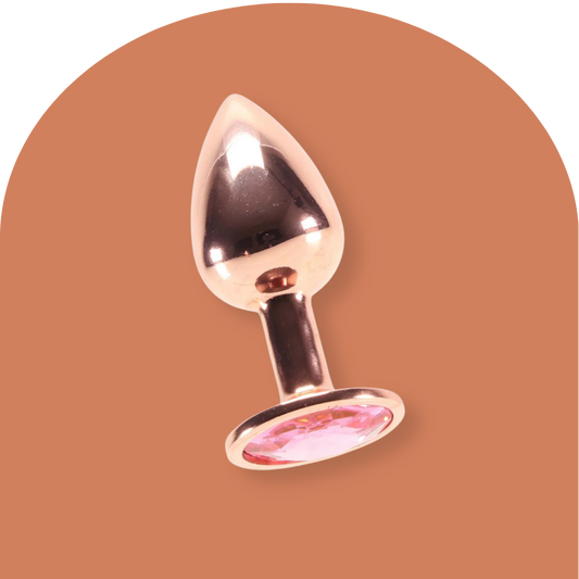 Butt Plug - Rose Gold with Pink Gem