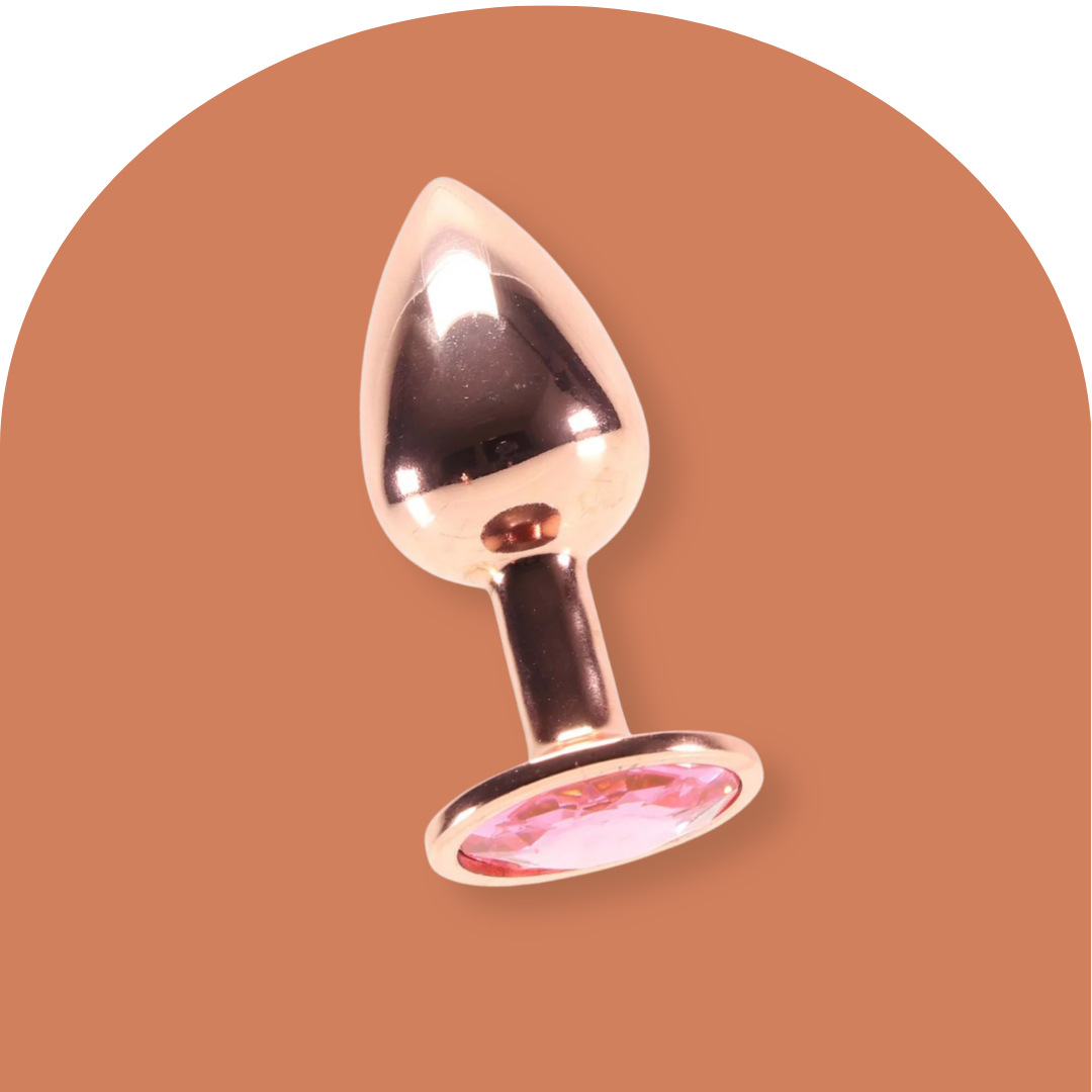 Butt Plug - Rose Gold with Pink Gem